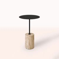 Table Basse d'Angle en Travertin Blanc pour Salon Moderne, Design Nordique, Table d'Appoint de Canapé, Table Basse en Travertin