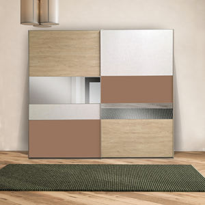 ตู้เสื้อผ้าแบบโมดูลาร์ CUBE 277X62/66 H. 246 ไม้โอ๊คแบบถักและไม้ลีม/เคลือบสีทองแดงมุกแบบด้าน/สีรมควัน - Product Image 1