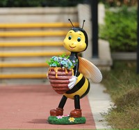 Sculpture d'abeille mignonne en fibre de verre, grande taille, artisanale, pour la décoration de rue, statue d'art de rue, attire le public