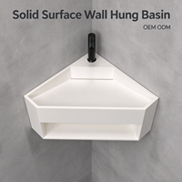 Petit lavabo carré en acrylique, surface solide, lavabo mural, lavabo de salle de bain personnalisé, lavabo moderne, OEM ODM