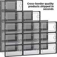 Boîte à chaussures moderne et minimaliste en PP transparent, pliable, empilable, durable, écologique, à un seul niveau, avec couvercle, pour un rangement gain de place (vente en gros)