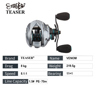 VENOM-carrete de fundición TC900, rodamiento de bolas: 11 + 1, bote de agua salada grande, carrete de pesca, Rock Black <span class=keywords><strong>Surf</strong></span> - Product Image 2