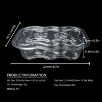 Boîte à gâteau en plastique PET transparent à 6 compartiments, recyclable, de qualité alimentaire