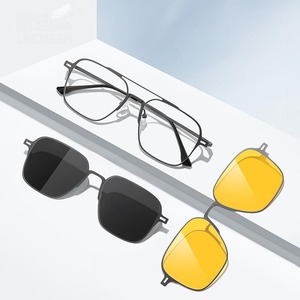 3 trong 1 phân cực Kính mát người đàn ông <span class=keywords><strong>clip</strong></span> trên kính kim loại quang học theo toa cận thị <span class=keywords><strong>clip</strong></span> từ kính mắt kính khung - Product Image 2