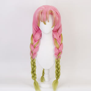 Peluca de <span class=keywords><strong>Cosplay</strong></span> Ainizi de Alta Calidad, Estilo <span class=keywords><strong>Anime</strong></span> Japonés, Demon Slayer, Kanroji <span class=keywords><strong>Mitsuri</strong></span>, Trenza Triple, Súper Gruesa, para Mujer - Product Image 3