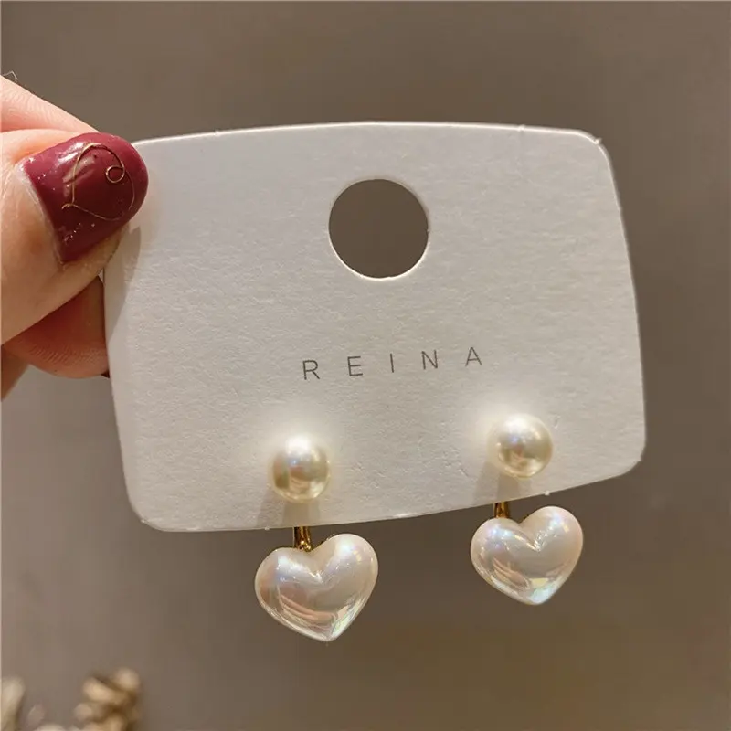 New Fashion Fine Contracted Heart Pearl Earrings Women Joker Sweet Elegant Temperament Drop Earrings Jewelry Accessories