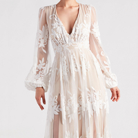 Personnaliser les robes longues de mode de vacances femmes Maxi décontracté dames col en V A-ligne à manches longues maille florale élégant robes décontractées