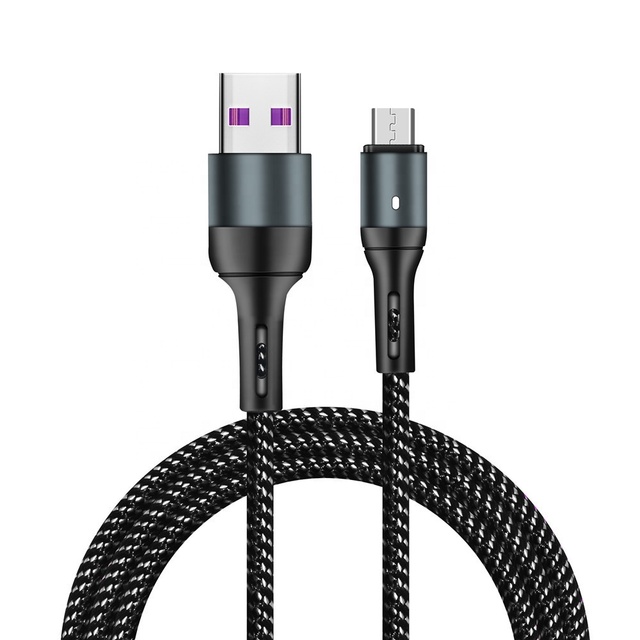 High Quality 2.4A Nylon Braided Smart Power off Fast Charging Micro Cable