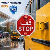 Panneau Stop pour Bus Scolaire à Bras Rétractable Électrique avec Lumière Clignotante LED et Panneau Réfléchissant – Accessoires de Système d'Avertissement de Sécurité Routière