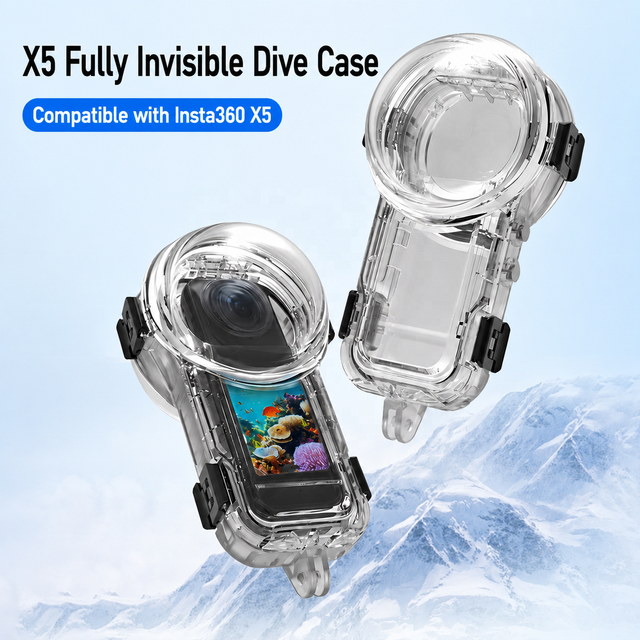 Invisible Dive Case Compatible with Insta360 X5, 60m Waterproof Housing with Lens Dome for 360° Underwater Photography