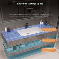 Estantes de Baño al por Mayor de Fábrica, Mueble de Baño de Lujo con Encimera de Roca para Hotel con Espejo LED Inteligente Antivaho, OEM/ODM