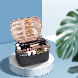 בתפזורת אישית גדולה, שחור גדול גדול ריק שחור בד בד חול תיק איפור עם מברשת - Product Image 5