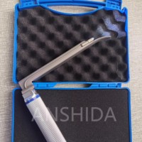 Outil de détection de gorge d'anesthésie à LED optique pour animaux de compagnie Laryngoscope vétérinaire en acier inoxydable complet avec 5 lames