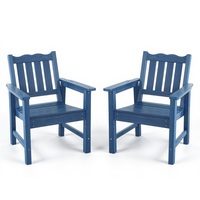 Chaise de jardin bleue résistante aux intempéries, chaise de salle à manger d'extérieur avec dossier incurvé pour jardin, véranda, piscine et terrasse