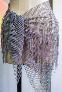 ผ้าพันสะโพกทรงสามเหลี่ยมประดับพู่ห้อยคริสตัลรูปดาวแฟนตาซี ยี่ห้อ Shin Rhinestone Fringe ทำจากโพลีเอสเตอร์ เหมาะสำหรับการแสดงระบำหน้าท้อง - Product Image 5