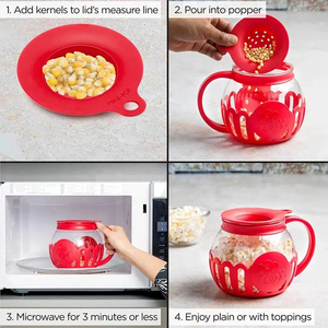 3-in-1-Dekor Maße Kerne und schmelzende Butter, Mikro-Pop-Mikrowellen-<span class=keywords><strong>Popcorn</strong></span>-Popper mit Temperatur sicheres Glas - Product Image 4