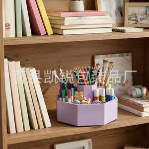 <b>Rotating</b> Pen Holder With Partitions Multi Functional <b>Desk</b> Storage Box For Pens Paintbrushes And Stationery Organizing - Product Image 1