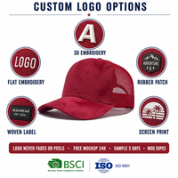 Casquette de baseball trucker personnalisée en daim avec dos en maille, 6 panneaux, snapback, visière incurvée, réglable, unisexe, vente en gros, OEM, faible MOQ