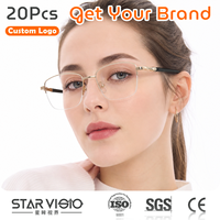 Monture de lunettes optiques de luxe en métal doré semi-cerclée pour femme, en acétate, pour verres de prescription, monture de lunettes de vue tendance et de qualité