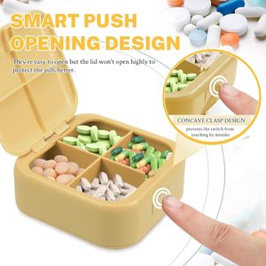 Custom Logo Portable Weekly Pill Organizer <b>Small</b> Square 4 Grids Medicine <b>Box</b> with 7 Day & 4 Times Plastic Travel <b>Box</b> - Product Image 5