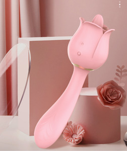 هزاز جنسي على شكل وردة رائج في إسبانيا لتحفيز نقطة G مع وظيفة تدليك ولعق البظر للنساء - Product Image 1