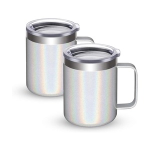 Tazas de Café Personalizadas con Diseño de Arcoíris, 12 oz, Doble Pared, Acero Inoxidable, Aisladas, Térmicas, con Asa y Revestimiento Cerámico - Product Image 1