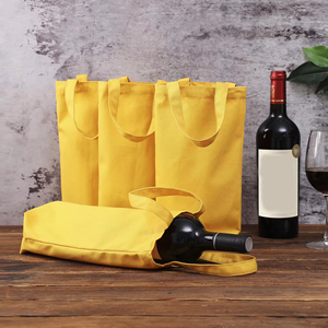 Custom Logo Wholesale Blank Canvas Wine Bottle Tote <b>Bag</b> <b>Reusable</b> Travel Holiday Part Wedding Long Handle Cotton Carrier Wine <b>Bag</b> - Product Image 2