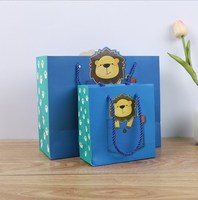 Sac en papier avec de beaux animaux de dessin animé pour enfants, emballage de cadeaux d'école, sac de Shopping