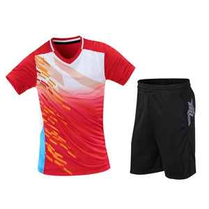 Kunden spezifisches Unisex-Badminton-T-Shirt-Set für Erwachsene Wärme übertragung Bedrucktes 100% Polyester Leichtes, atmungsaktives Schweiß ableiten - Product Image 4