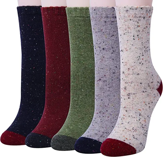 Zhuji Wuyang Socks WY-106 Wholesale 5 colors Wool Socks for Women Gifts Winter Warm Thick Knit Cabin Cozy Crew Socks