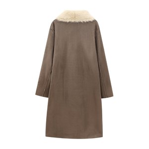GX6318 Moda 2025 Abbigliamento Donna Boutique Cardigan con Collo Rovesciato <span class=keywords><strong>Trench</strong></span> Cappotto in Ecopelliccia Giacca in Jeans Invernale da Donna - Product Image 2