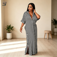 Nouvelle Robe Chemise Longue Décontractée à Col en V pour Femme, Style Estival, Taille Naturelle, Imprimé Numérique Translucide