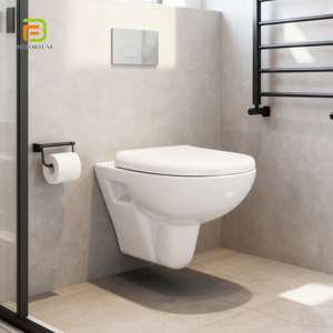 WC suspendu en céramique à chasse directe avec siphon en P, économie d'eau, sans bride, pour hôtel - Product Image 1
