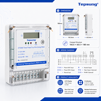 Compteur d'énergie numérique triphasé à quatre fils Tepsung ETB02, classe 1.0, 5A 100A 50 60Hz, certifié IEC, montage mural, surveillance de la puissance