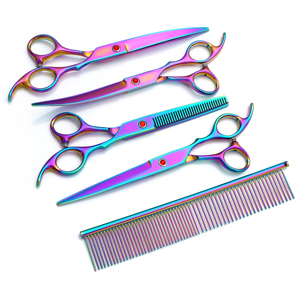 IC-70B çok renkli Pet makas kesme Pet makas köpekler Pet bakım makas seti - Product Image 2