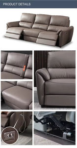 Sofá Moderno de Lujo de Tres Plazas con Altura Ajustable, Función Reclinable y Extensible, Diseño Italiano, Asientos de Cuero Artificial - Product Image 6