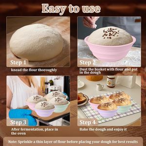 Silicone Bread Proofing Baskets <b>Set</b> of 4 Colors for Home <b>Baking</b> Fermentation Dough Rising Dishwasher Safe - Product Image 4