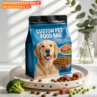 Sac personnalisé à fond carré haute capacité pour aliments humides/à rayures pour chat avec fermeture éclair pour aliments lyophilisés pour chat Emballage plastique