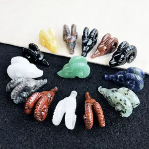 Customized Semi-precious Stone Crafts Unique Shape Quartz Skulls 3CM Crystal Sheep Horn Skulls