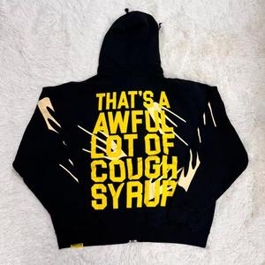 Felpa con Zip Y2K Hip Hop, Stampa con Strass Scintillanti, Oversize, Streetwear, Felpa con Cappuccio Cough Syrup, <span class=keywords><strong>Abbigliamento</strong></span> Uomo Donna - Product Image 6