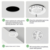 Rejilla de Ventilación Circular Ultrafina sin Marco, Preinstalada, con Salida de Aire Ajustable, Minimalista