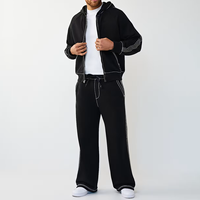 Ensemble de vêtements décontractés pour hommes en deux pièces, sweat à capuche avec fermeture éclair et pantalon thermique en molleton, personnalisable avec logo, fabriqué par une usine de vêtements OEM