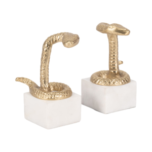 Fermalibri in Metallo a Forma di Serpente su Base in Marmo, Decorazione Artistica per Casa, Biblioteca o Ingresso, Design Moderno - Product Image 3