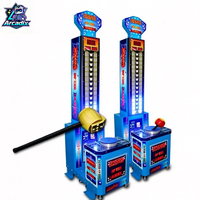 Machine de jeu d'arcade commerciale à monnayeur, jeu de frappe 'King of Hammer' pour test de force, avec éclairage LED et système de récompense, pour parc d'attractions