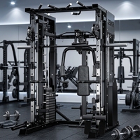 Équipement de musculation à domicile très demandé : Machine Smith pour Squats et Crossover de Câbles pour l'entraînement sportif et la musculation, avec support de câbles intégré