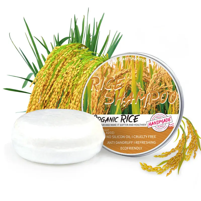 لوح شامبو لنمو الشعر مصنوع يدويًا من 14 رائحة بملصق خاص صابون من الشعر العضوي الطبيعي من الأرز