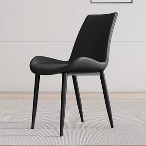 Sedia da Pranzo Pieghevole in Pelle, Design Moderno e Minimalista di Lusso, Schienale con Telaio in Metallo, Bianco/Nero, per Piccoli Appartamenti e Ristoranti - Product Image 4