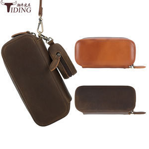 Étui à pipe en cuir Tiding, ovale, brun foncé, portable, pour accessoires de cigares - Product Image 3