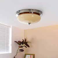 Plafonnier LED vintage français rétro en fer avec lustre en verre pour chambre à coucher, suite parentale, bureau