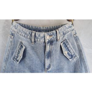 Jeans pour femmes à jambes larges, coupe droite, <span class=keywords><strong>taille</strong></span> <span class=keywords><strong>basse</strong></span>, style rétro, style streetwear, multi-poches, lavés, avec décorations en nœuds - Product Image 3
